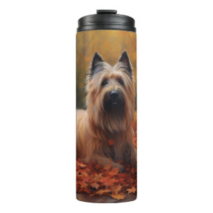 Skye Terrier im Herbst Leaves Fall Inspiriert Thermosbecher