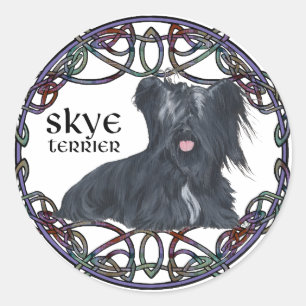Skye Terrier in keltischer Knotkunst Runder Aufkleber