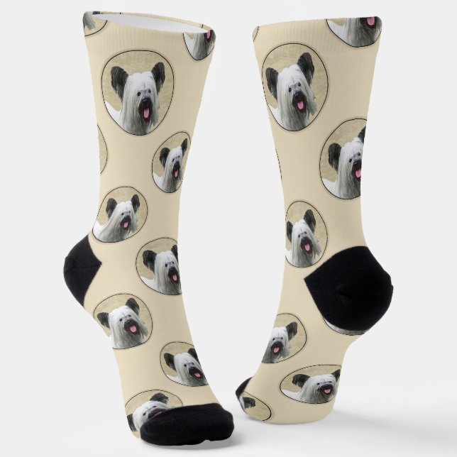 Skye Terrier Malerei Silver Gray Original Hunde Ku Socken (Gewinkelt)