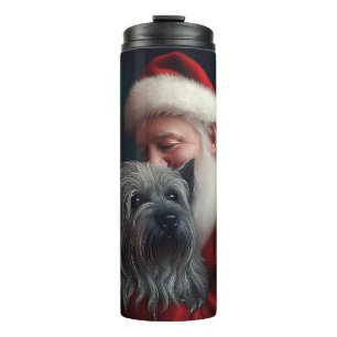 Skye Terrier mit Santa Claus Festive Weihnachten Thermosbecher