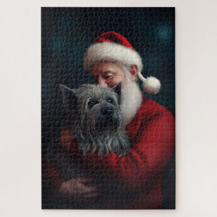 Skye Terrier mit Weihnachtsmann Weihnachten