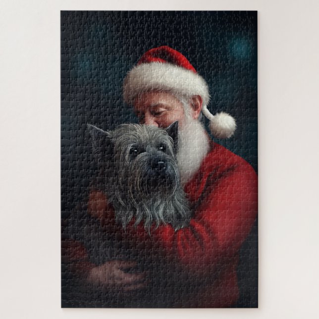Skye Terrier mit Weihnachtsmann Weihnachten (Vertikal)