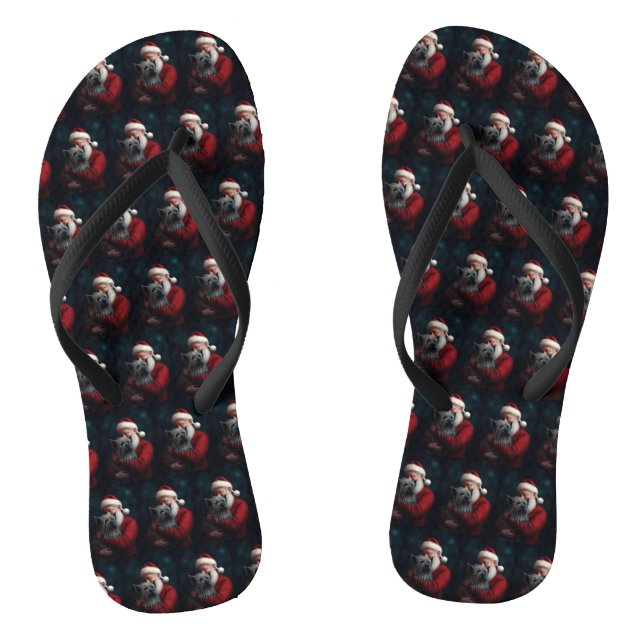 Skye Terrier mit Weihnachtsmann Weihnachten Flip Flops (Fußbett)