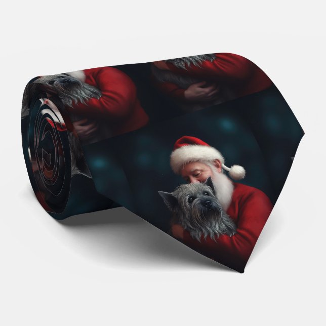 Skye Terrier mit Weihnachtsmann Weihnachten Krawatte (Gerollt)