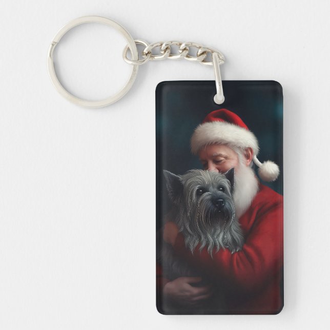 Skye Terrier mit Weihnachtsmann Weihnachten Schlüsselanhänger (Vorderseite)