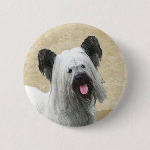 Skye Terrier Painting - Niedliche Original Dog Art Button