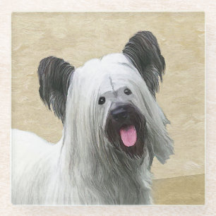 Skye Terrier Painting - Niedliche Original Dog Art Glasuntersetzer