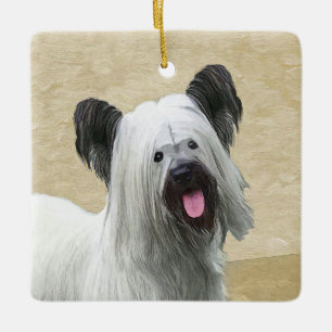 Skye Terrier Painting - Niedliche Original Dog Art Keramikornament