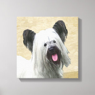 Skye Terrier Painting - Niedliche Original Dog Art Leinwanddruck