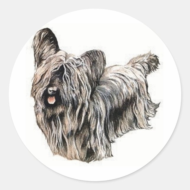 Skye Terrier Runder Aufkleber (Vorderseite)