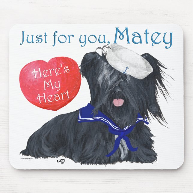 Skye Terrier Seemann Valentine Mousepad (Vorne)