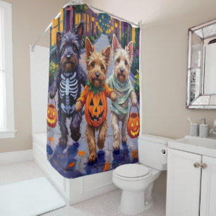 Skye Terrier Süßigkeitenbetteln Halloween Kostüme Duschvorhang