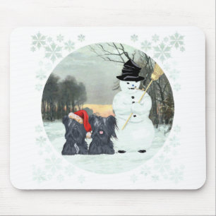 Skye Terrier und Schneemann Mousepad