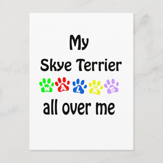 Skye Terrier Walks Design Postkarte (Vorderseite)