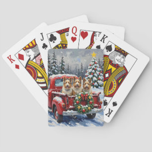 Skye Terrier Weihnachten Roter LKW Urlaub Spielkarten