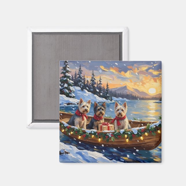 Skye Terrier Weihnachtsboot-Feiertag Magnet (Vorderseite/Rückseite)