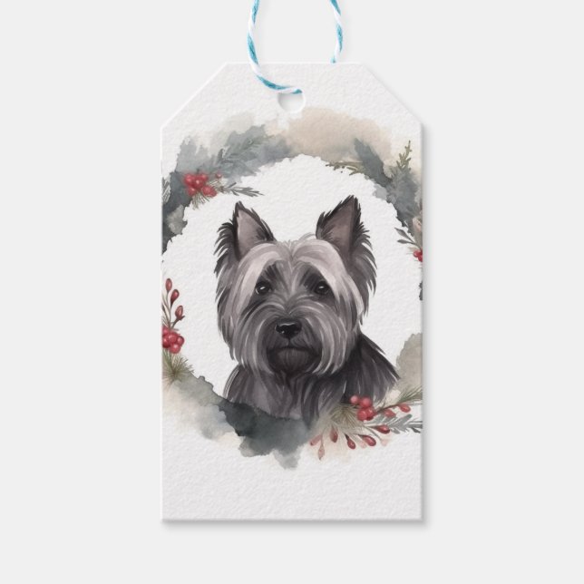 Skye Terrier Weihnachtsmann Festliche Jungfrau Geschenkanhänger (Vorderseite)