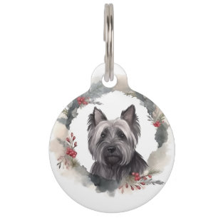 Skye Terrier Weihnachtsmann Festliche Jungfrau Haustiermarke