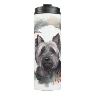 Skye Terrier Weihnachtsmann Festliche Jungfrau Thermosbecher