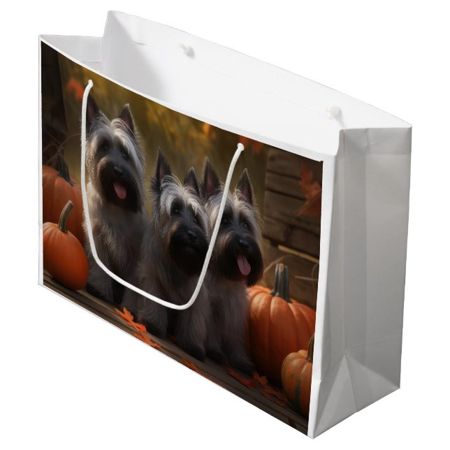 Skye Terrier Welpe Autumn Delight Pumpen Große Geschenktüte (Vorderseite Schrägansicht)