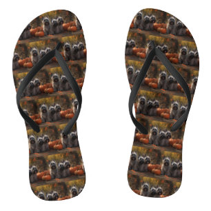 Skye Terrier Welpe Herbstfreude Kürbis Flip Flops