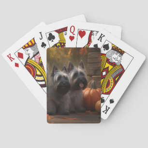Skye Terrier Welpe Herbstfreude Kürbis  Spielkarten
