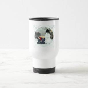 Skye Terriers & Schneemann Reise-Tasse Reisebecher