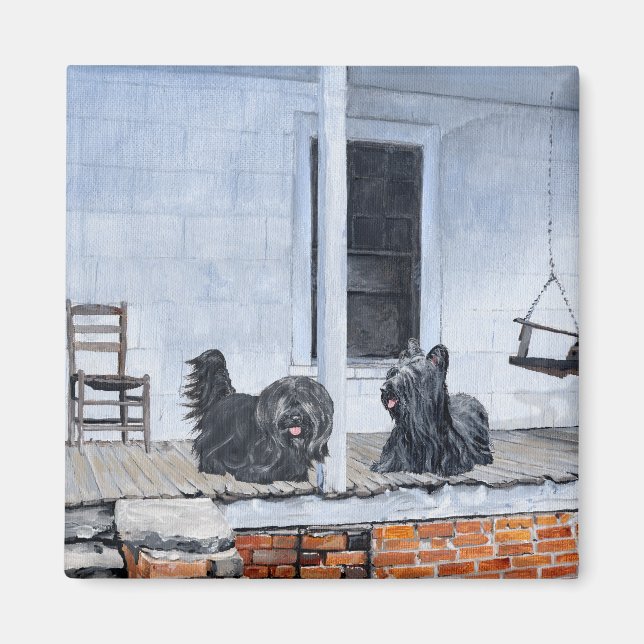 Skye Terriers warten auf der Porch Magnet (Vorne)