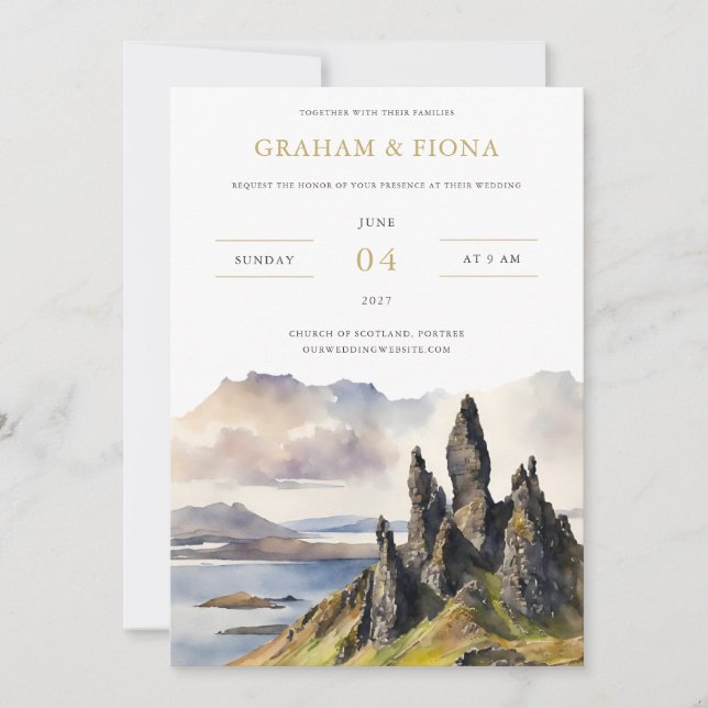 Skye Watercolor Invitation Einladung (Vorderseite)