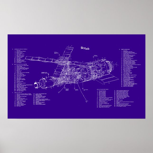 Skylab-Blaupause Poster (Vorne)