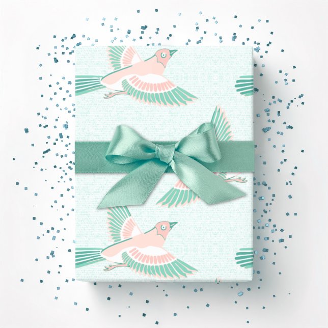 Skylark in Teal and Flamingo Geschenkpapier (Von Creator hochgeladen)