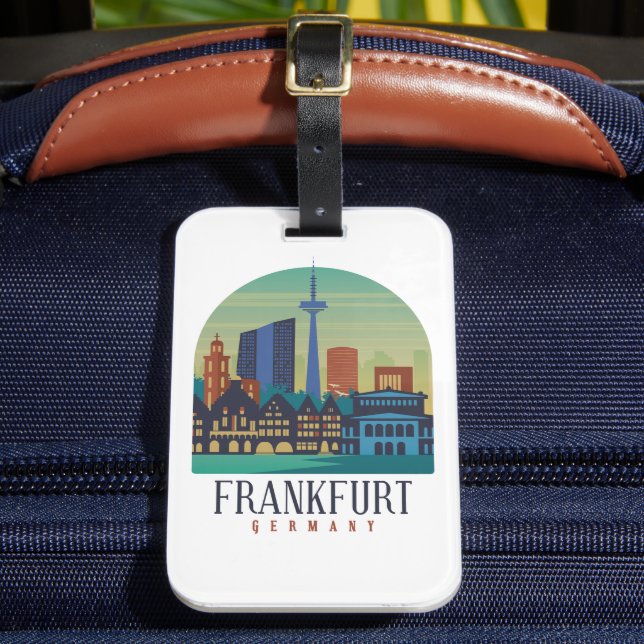 Skyline Architektur Frankfurt Deutschland Gepäckanhänger (Vorderseite Insitu 2)