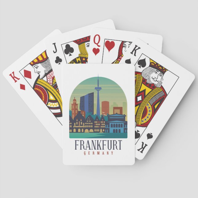 Skyline Architektur Frankfurt Deutschland Spielkarten (Rückseite)