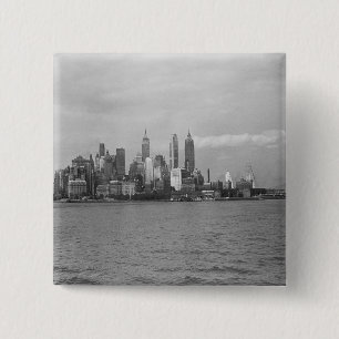 Skyline B&W USA New York City Manhattan Button