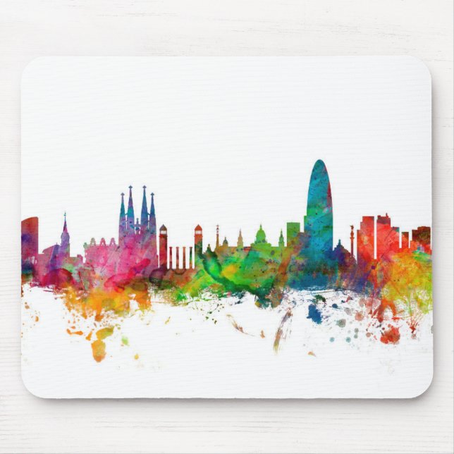 Skyline Barcelonas Spanien Mousepad (Vorne)