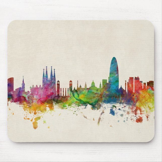 Skyline Barcelonas Spanien Mousepad (Vorne)