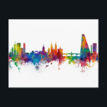 Skyline Basel Schweiz Postkarte<br><div class="desc">Aquarellkunst der Skyline von Basel,  Schweiz</div>