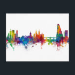 Skyline Basel Schweiz Postkarte<br><div class="desc">Aquarellkunst der Skyline von Basel,  Schweiz</div>