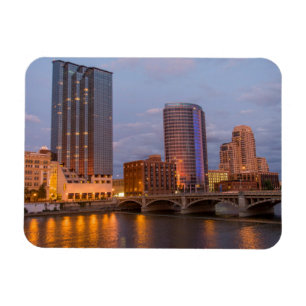 Skyline bei Dusk, am Grand River 2 Magnet