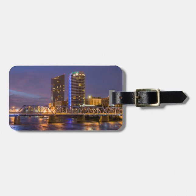 Skyline bei Dusk, am Grand River Gepäckanhänger (Vorderseite horizontal)
