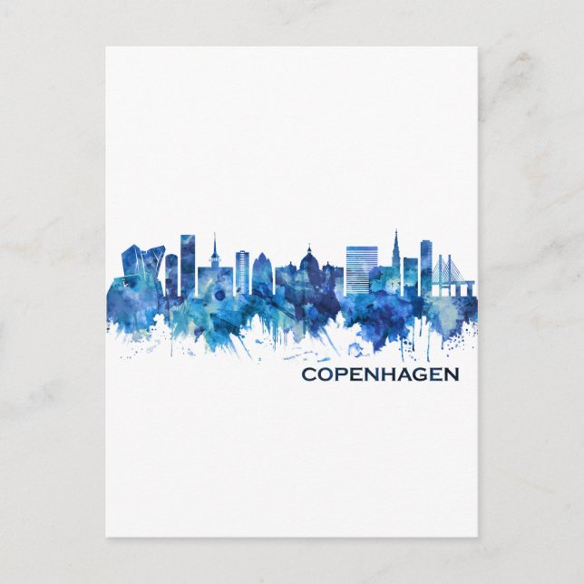 Skyline Blue Feiertagspostkarte (Vorderseite)