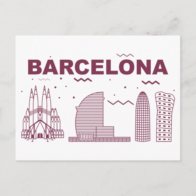 Skyline City Landschaft | Barcelona, Spanien Postkarte (Vorderseite)