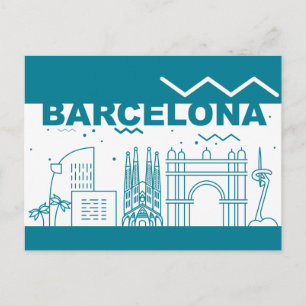 Skyline City Landschaft   Barcelona, Spanien Postkarte