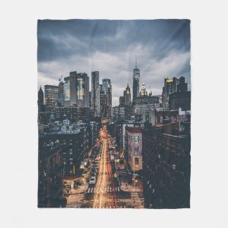 SKYLINE CITY SCENERY VIEW VON MANHATTAN BRIDG FLEECEDECKE