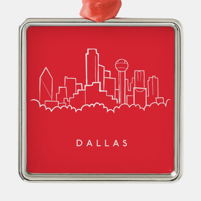Skyline Dallas Texas Ornament Aus Metall (Vorne)