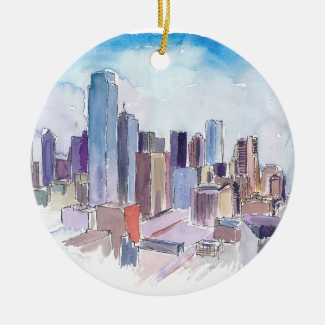 Skyline Dallas Texas USA Keramik Ornament (Vorne)