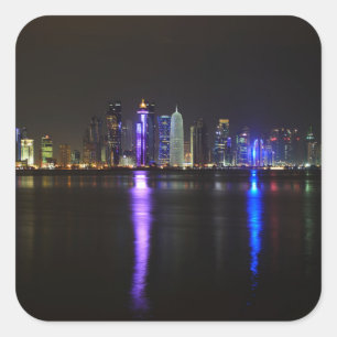 Skyline de Doha, Qatar sur autocollant de nuit