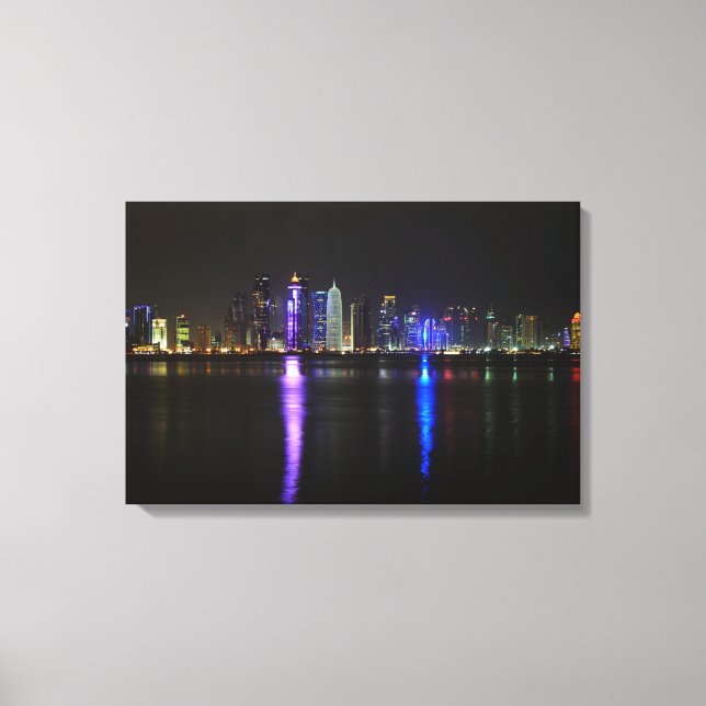 Skyline de Doha, Qatar sur papier de toile de nuit (Recto)