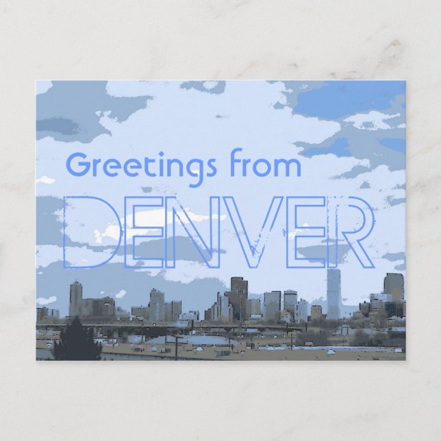 Skyline Denver Colorado saluant carte postale arti (Devant)