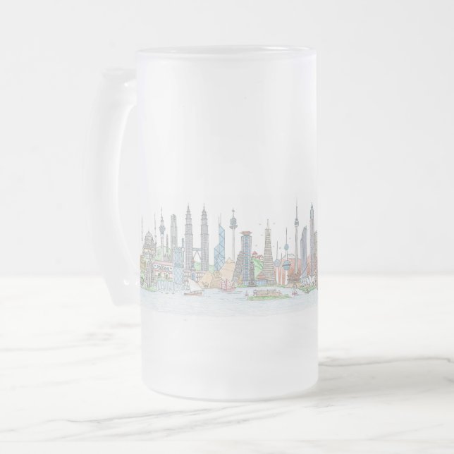 Skyline der Welt Mattglas Bierglas (Vorderseite Links)